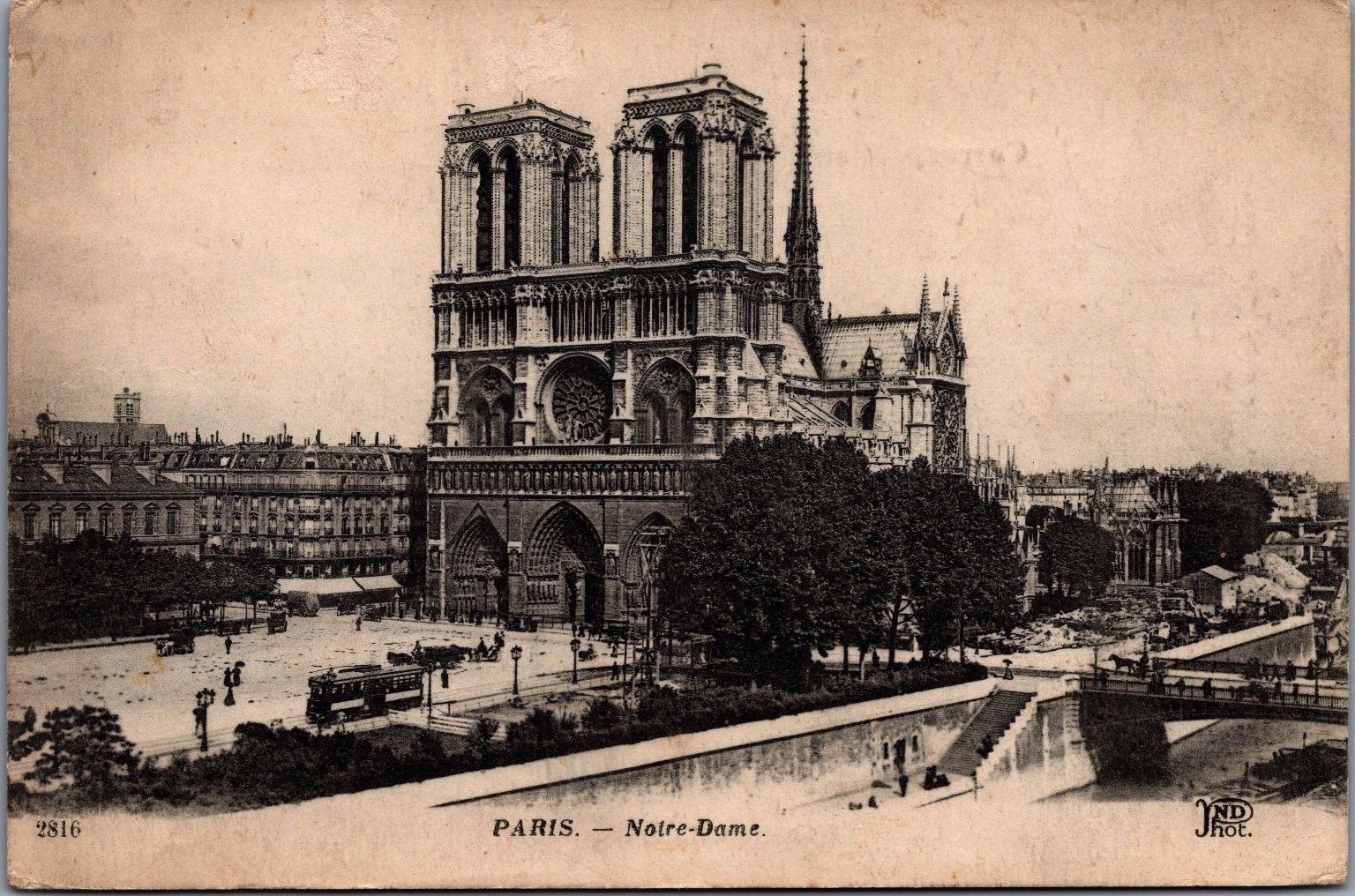 Vintage 1919 Notre Dame Paris RPPC Postcard - Neurdein Photo WWI Era