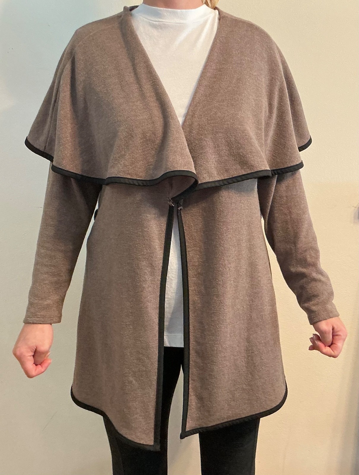 Libian Women\'s Beige Knit Open Front Cardigan Jacket Sweater Long Sleeve Sz.L Libian Women\'s Beige Knit Open Front Cardigan Jacket Sweater Long Sleeve Sz.L