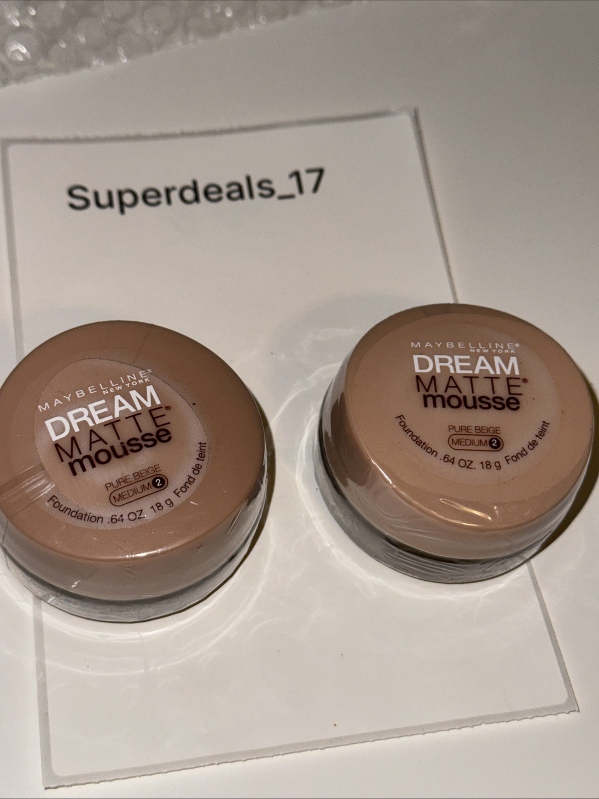 2 PCS. Maybelline Pure Beige ( Medium 2) Dream Matte Mouse Foundation 2 PCS. Maybelline Pure Beige ( Medium 2) Dream Matte Mouse Foundation