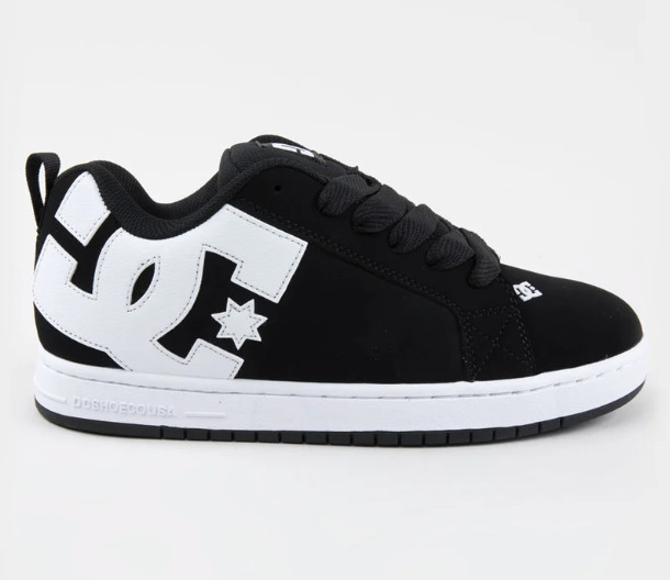 DC Court Graffik Men\'s Black White Skate Shoes Sneakers Casual Authentic