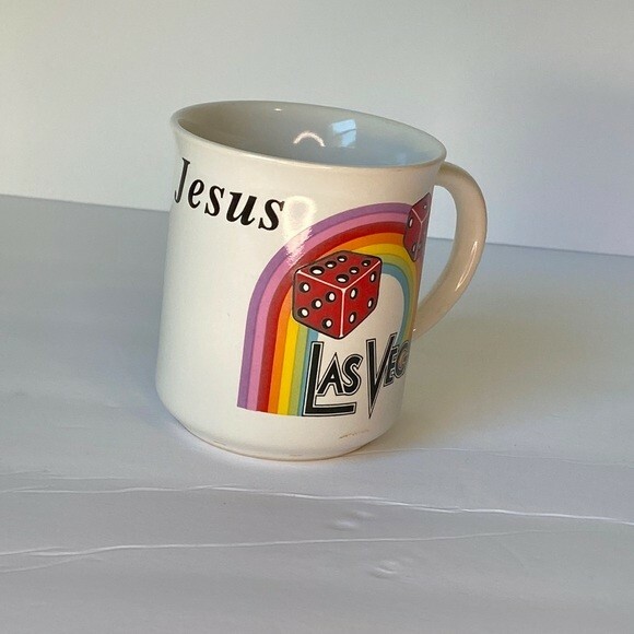 Vintage Las Vegas Jesus Rainbow Dice 12 oz Mug Christian Gambling Vintage Las Vegas Jesus Rainbow Dice 12 oz Mug Christian Gambling
