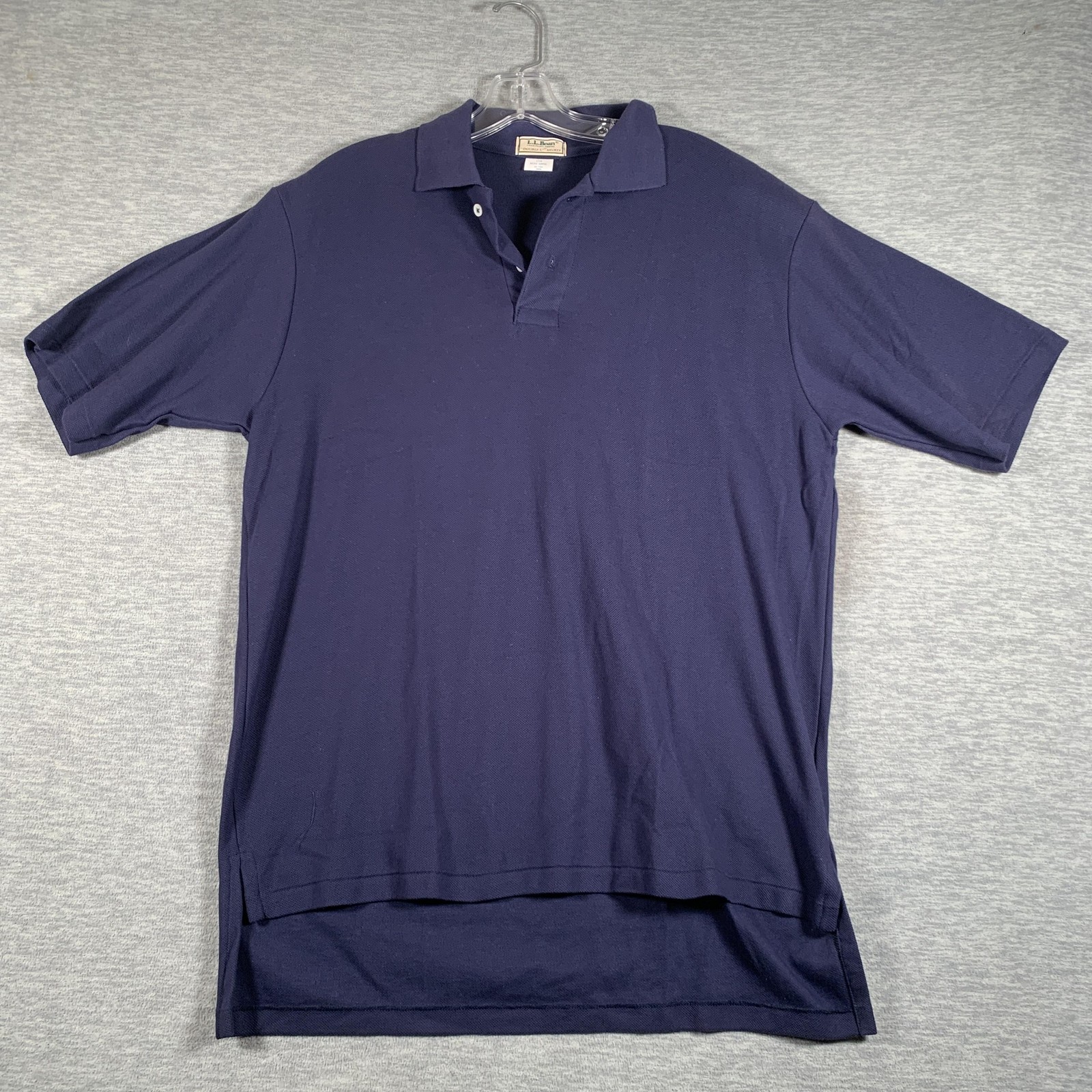 L.L. Bean Polo Shirt Mens Large Navy Blue Cotton Double L Made USA Casual
