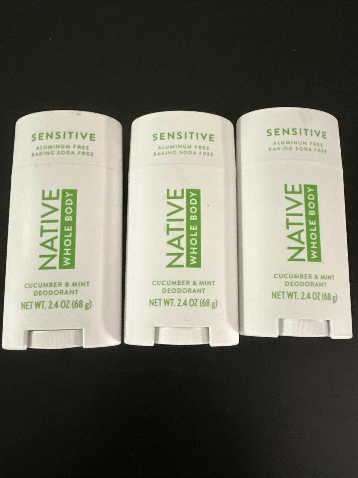 Lot of 3 NATIVE Whole Body Deodorant Sensitive Cucumber Mint Aluminum Free [NEW]