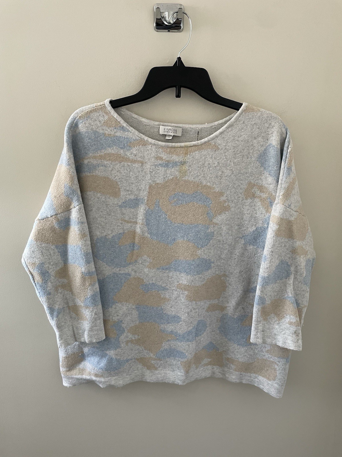 Kinross Cashmere Zen Zone Camouflage Pullover Sweater Size Womens Large Boho