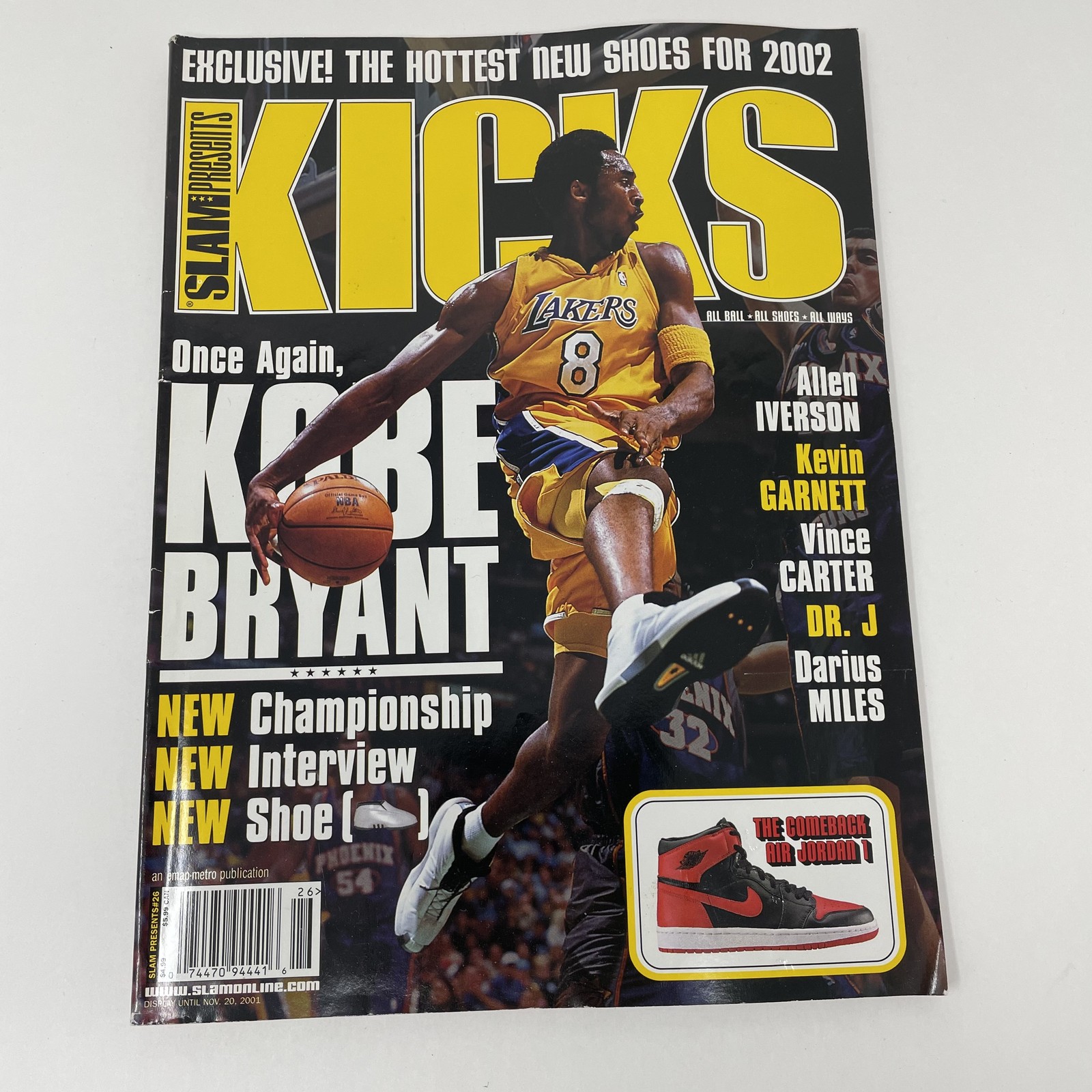 Vintage SLAM KICKS Magazine Issue 26 Kobe Bryant Air Jordan 1 Cover 2001