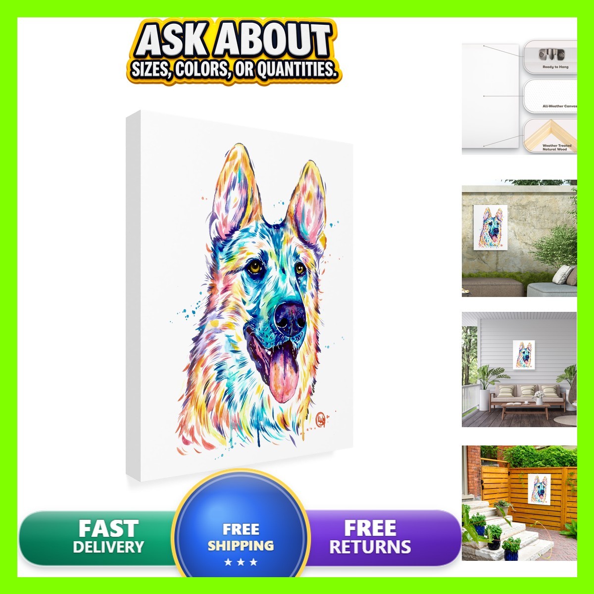 Trademark Fine Art Lisa Whitehouse German Shepherd Outdoor Canvas Art 18x24