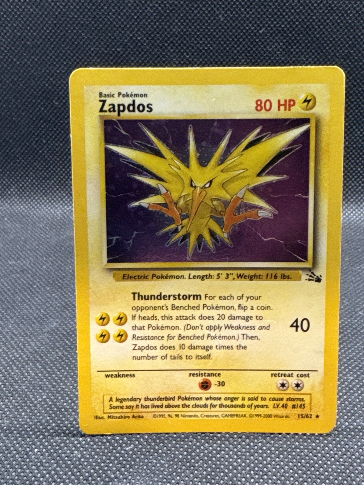 Zapdos 15/62 Fossil Holo MP+\LP- Pokemon TCG Zapdos 15/62 Fossil Holo MP+\LP- Pokemon TCG
