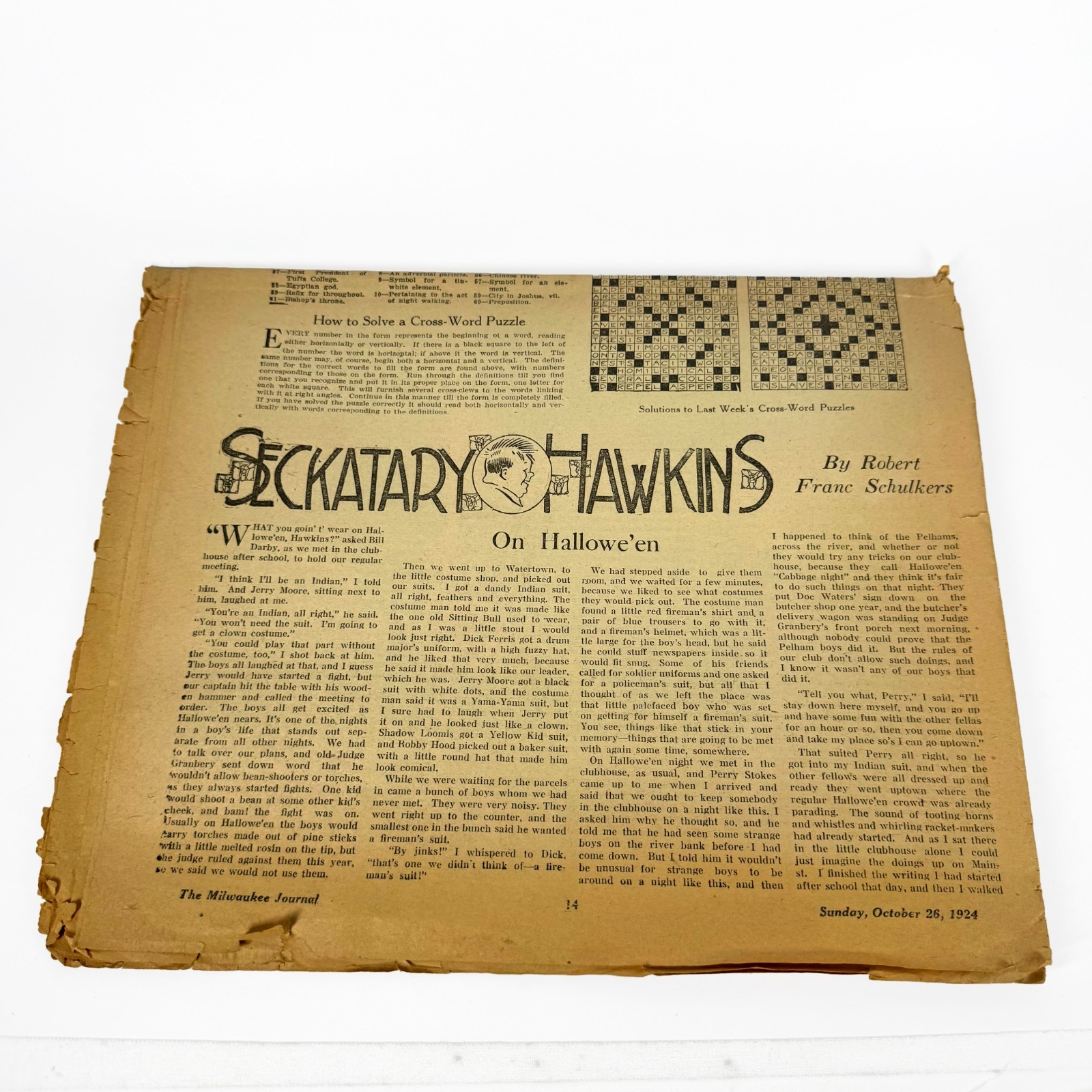 1924 Seckatary Hawkins Halloween Milwaukee Journal Newspaper Page
