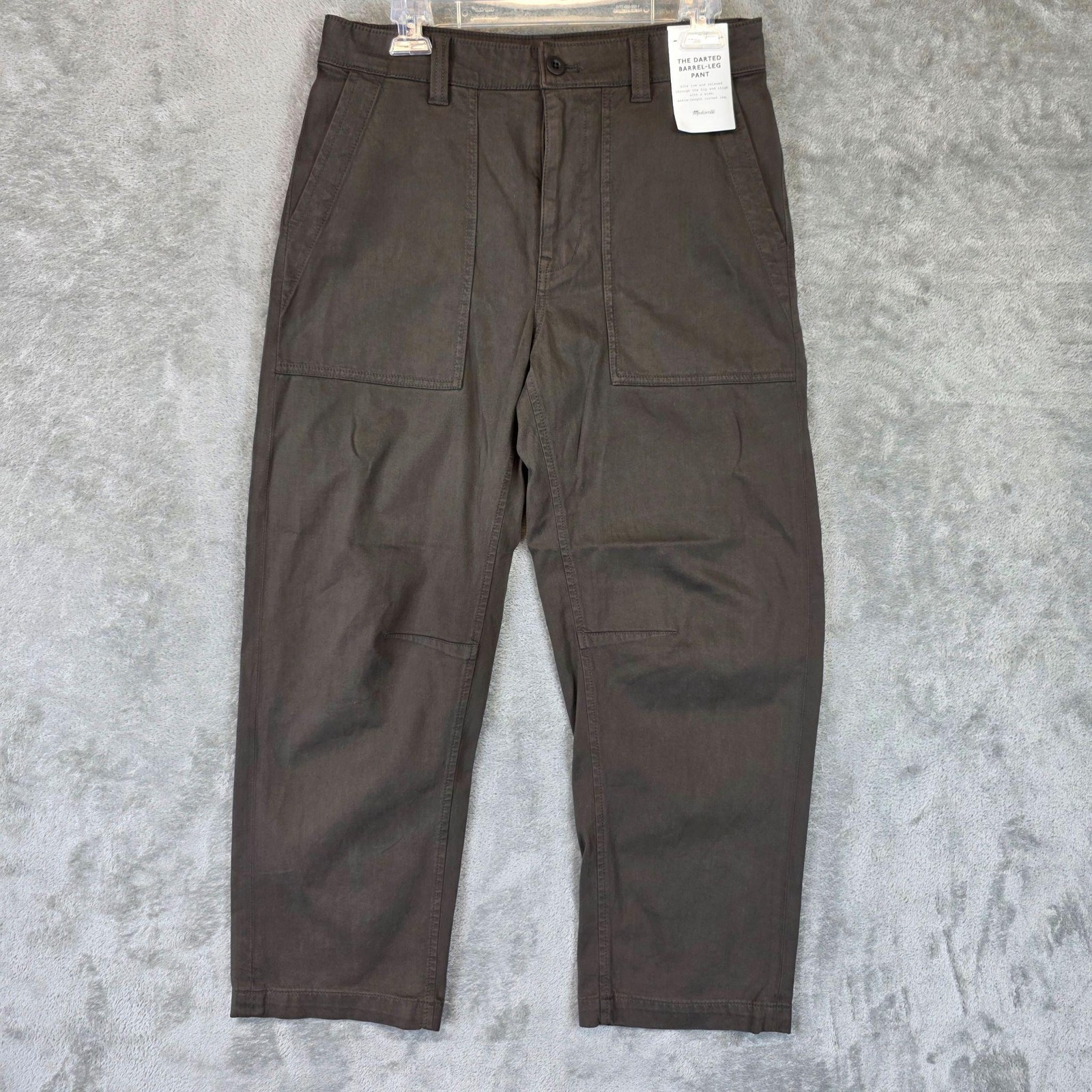 Madewell Darted Barrel-Leg Pants Womens 27 Brown Twill Ankle Crop Relaxed