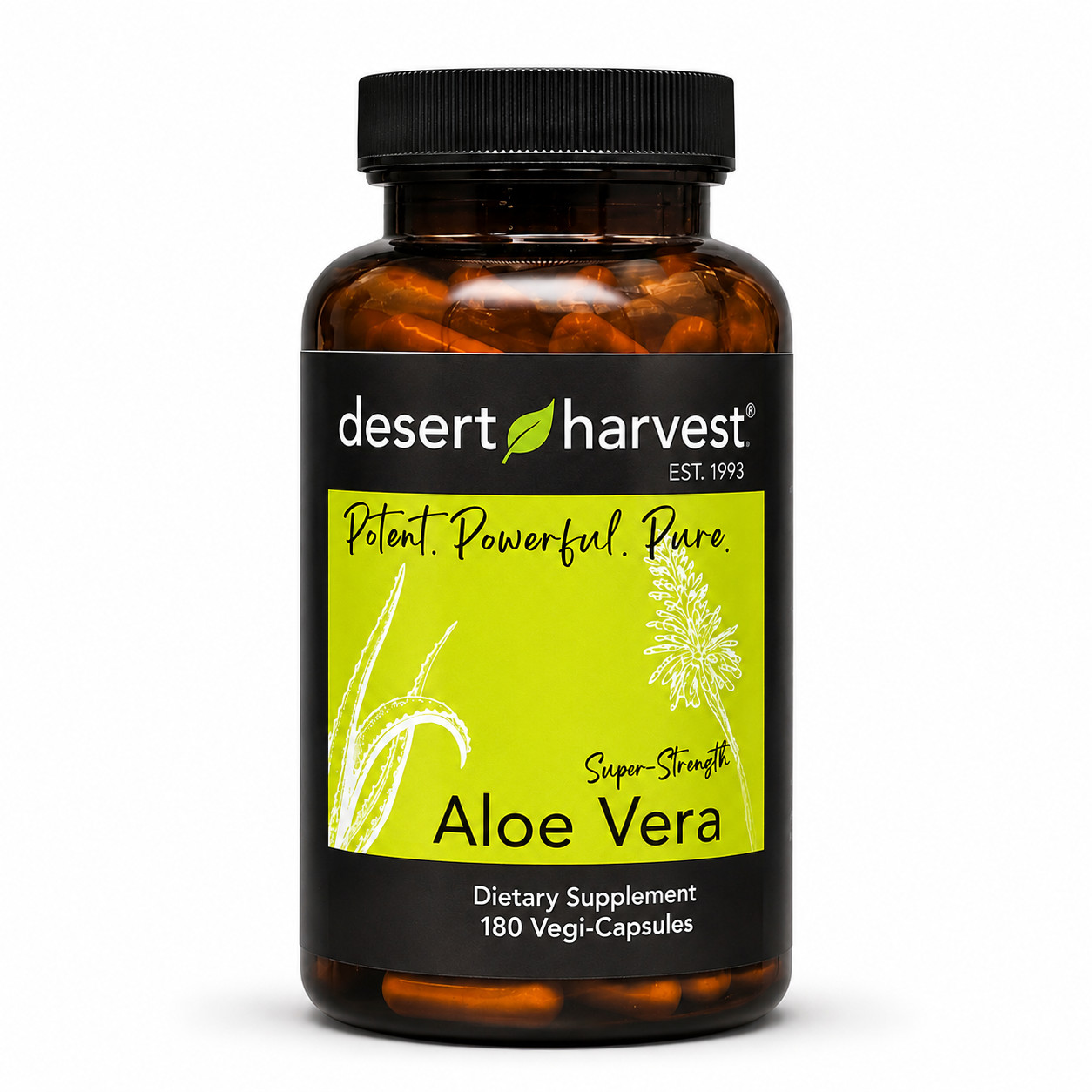 Desert Harvest Super-Strength Aloe Vera, Freeze Dried Aloe Vera - 180 Capsules
