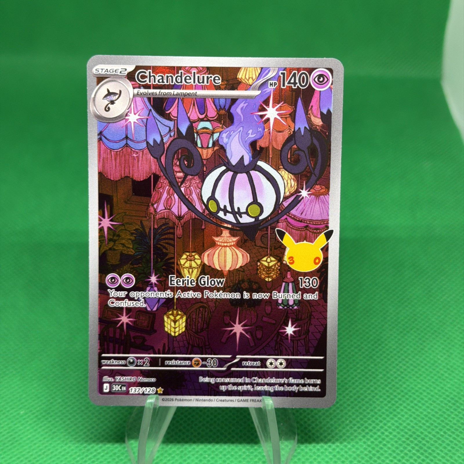 Chandelure 137/128 Holo Illustration Rare ME: 30th Celebration Pokemon Chandelure 137/128 Holo Illustration Rare ME: 30th Celebration Pokemon