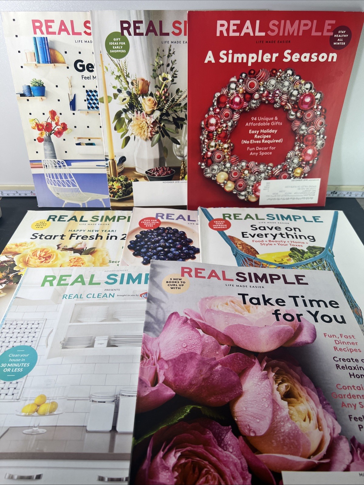 Real Simple Magazine Lot 8 Issues 2018-2019 Home Recipes Decor Cleaning Holiday