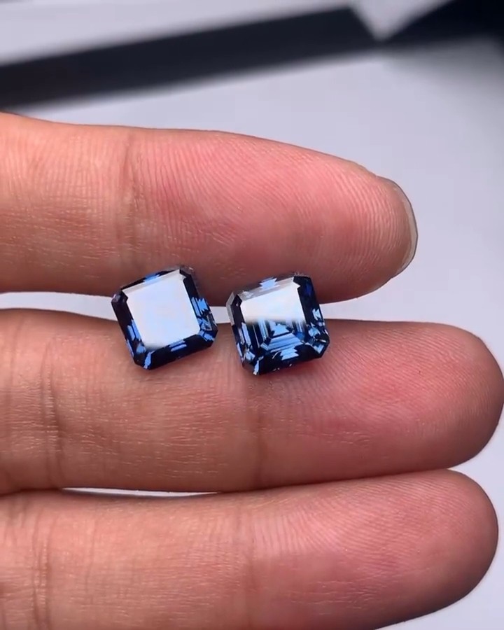 2PC 2.Ct Natural Asscher Cut Blue Color Diamond CERTIFIED D Grade VVS1+1 MG32