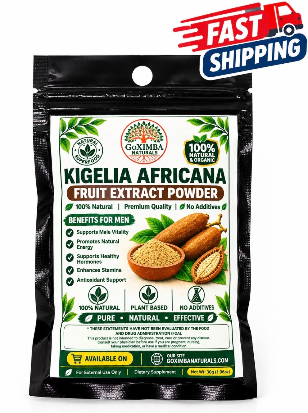 100% Kigelia Africana Male Enlargement Powder- Female Breast & butt Enhancer 30g