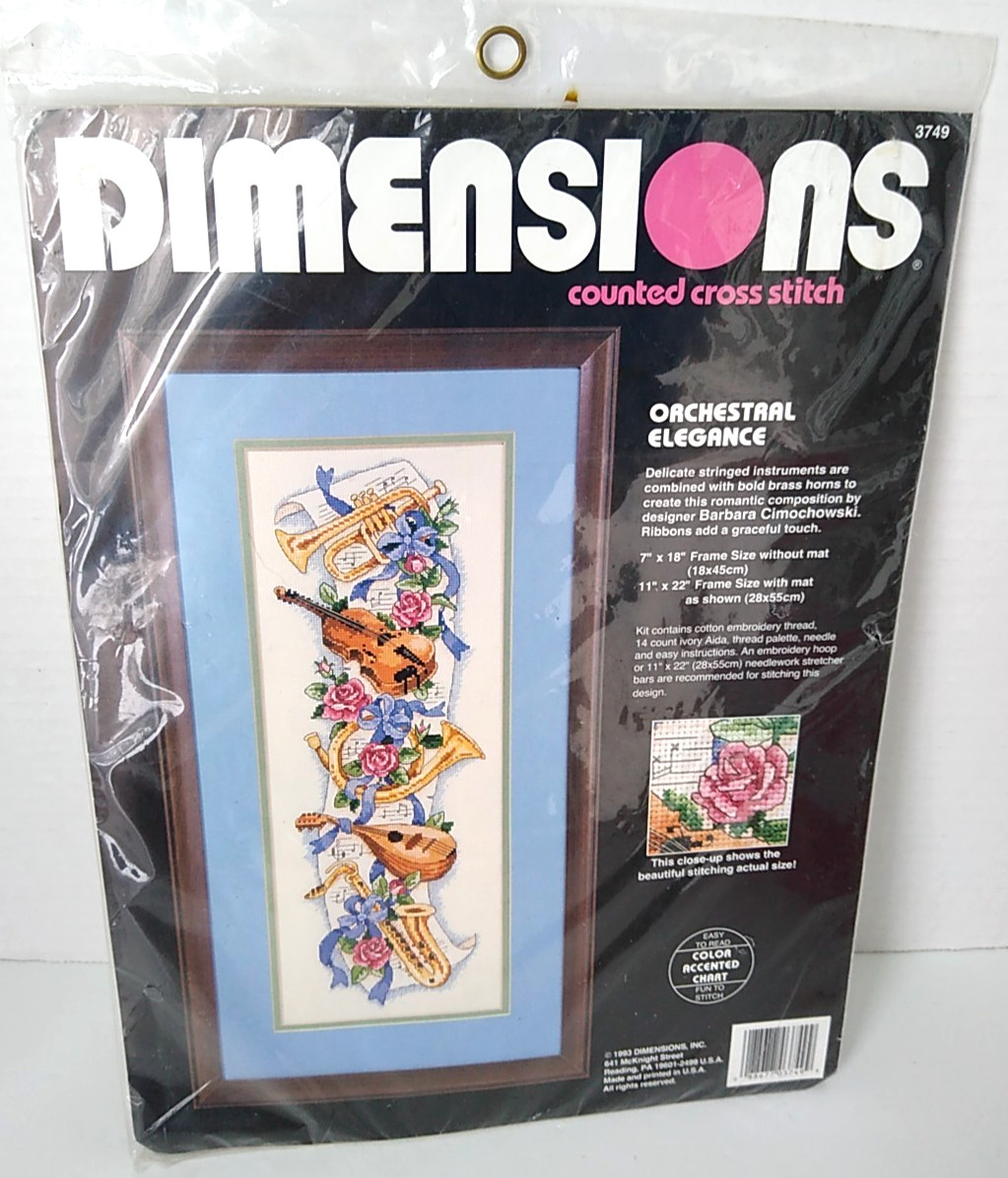Vintage 1993 Dimensions Cross Stitch Kit 3749 Orchestral Elegance New Sealed