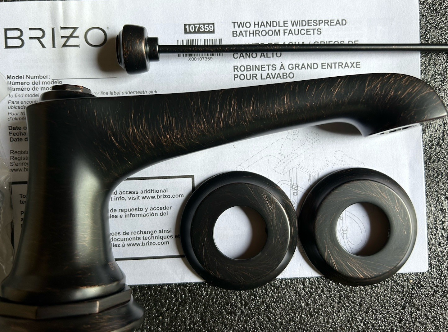 Brizo 65360LF-RBLHP Rook Bathroom Faucet - Less Handles, Venetian Bronze