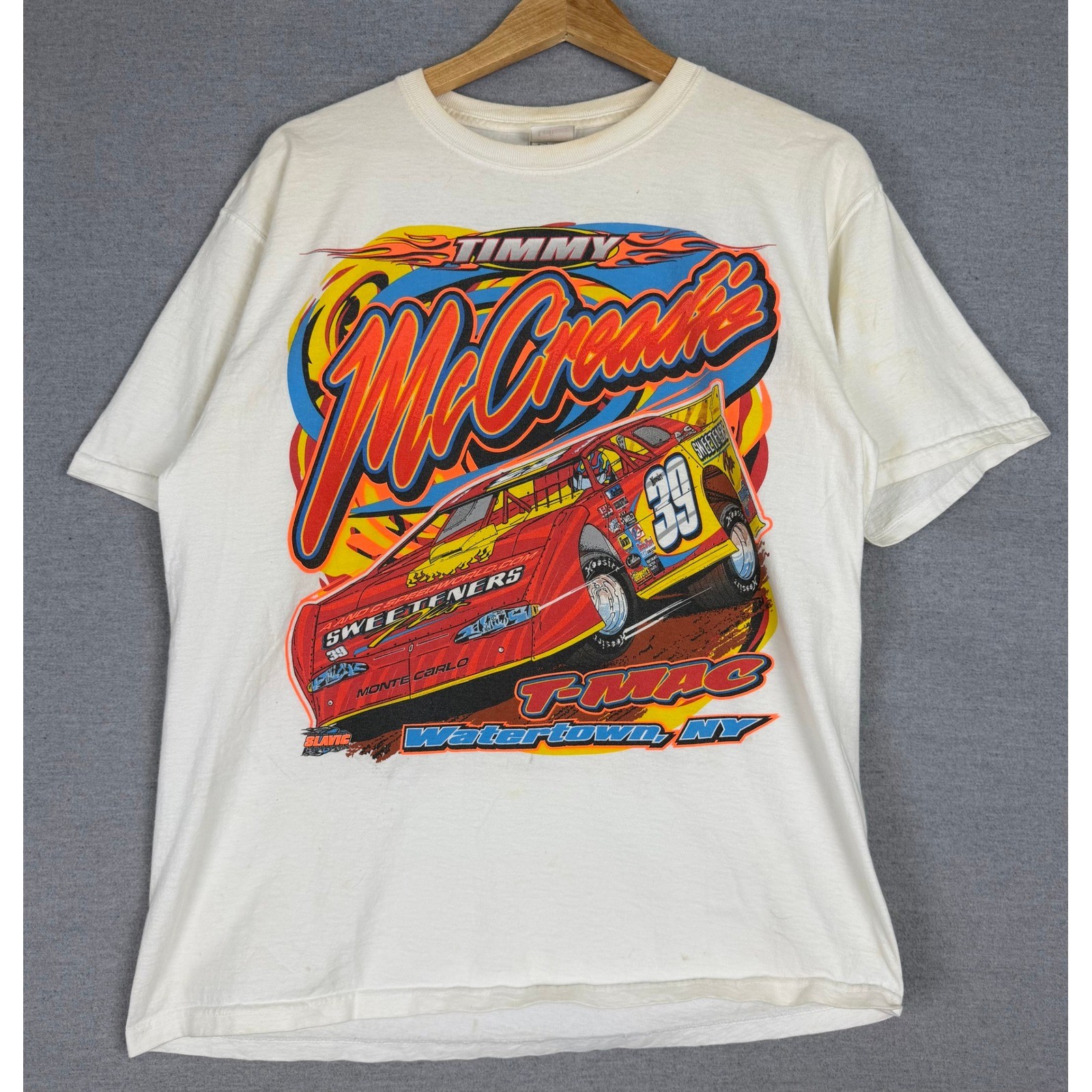Vintage Timmy McCreadie T-Mac Racing Shirt 39 Sweeteners Plus White Large NY