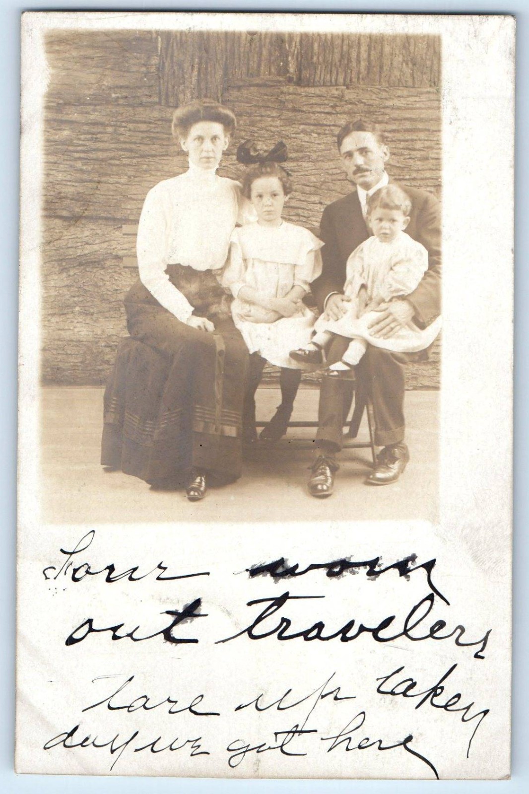c1910\'s Family Studio Scene RPPC Photo Posted Antique Postcard