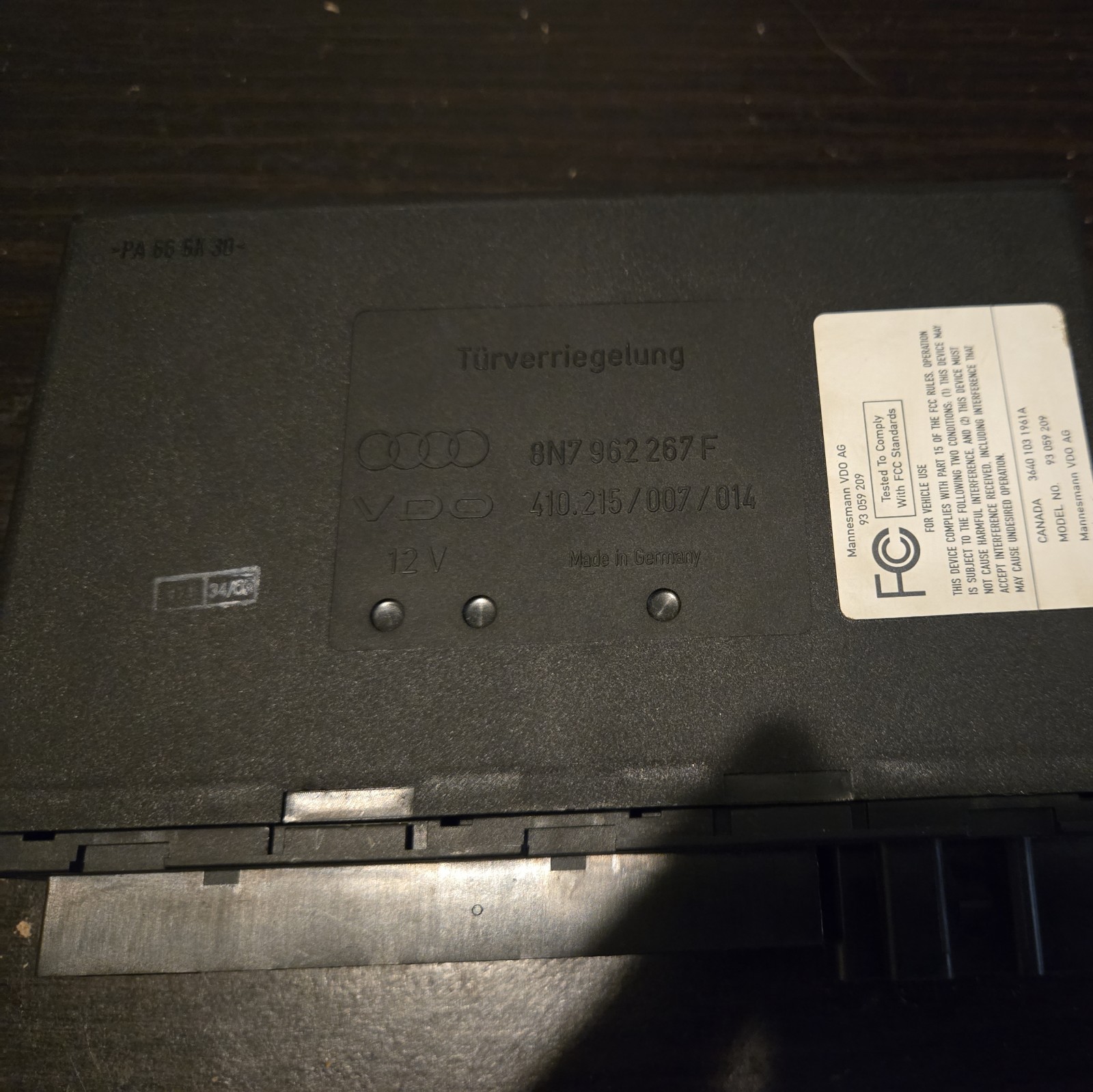 2001-06 Audi TT Roadster Comfort Control Module 8N7 962 267 F VDO OEM