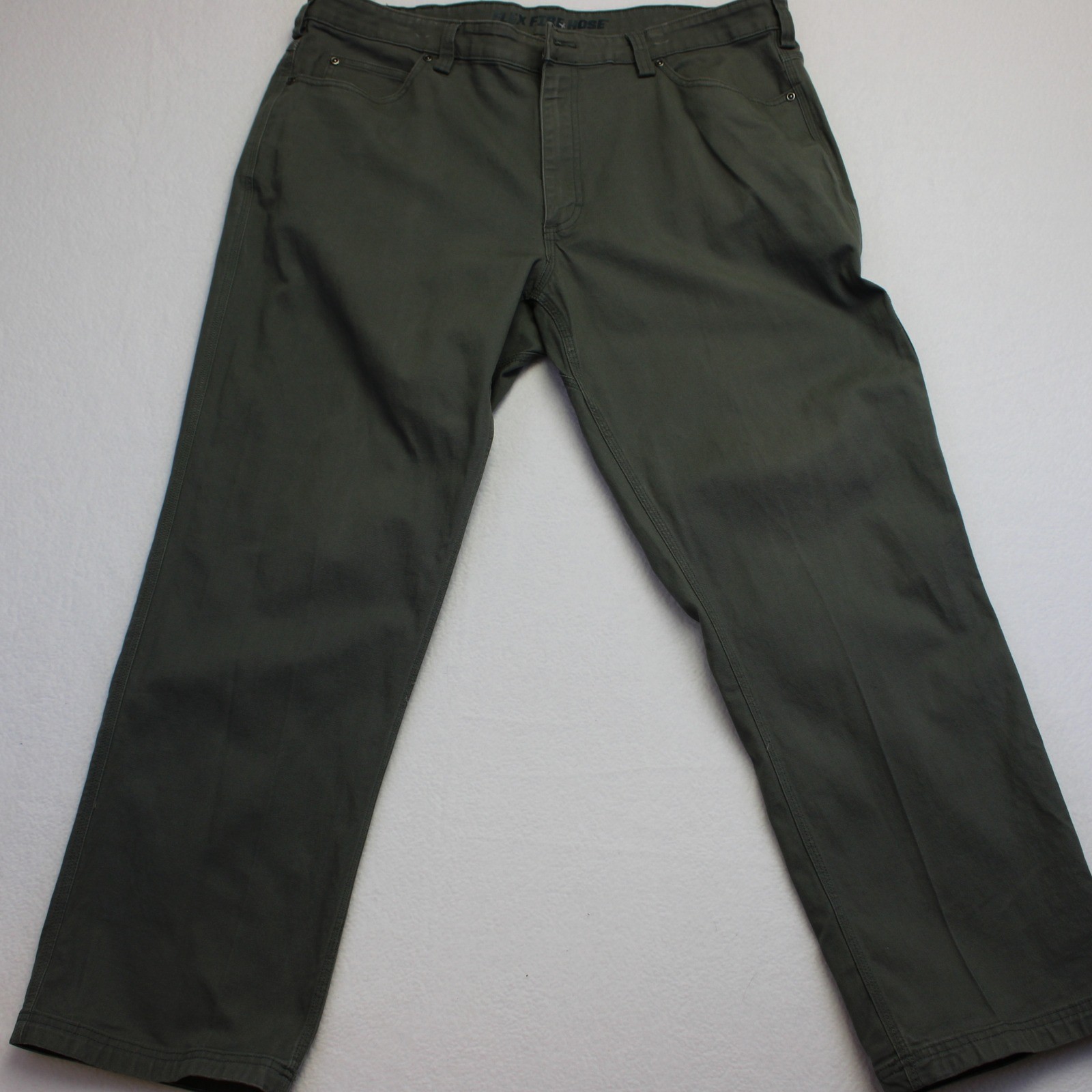 Duluth Trading Flex Fire Hose Pants 40x30 (ACTUAL 40x29) Olive Green Canvas
