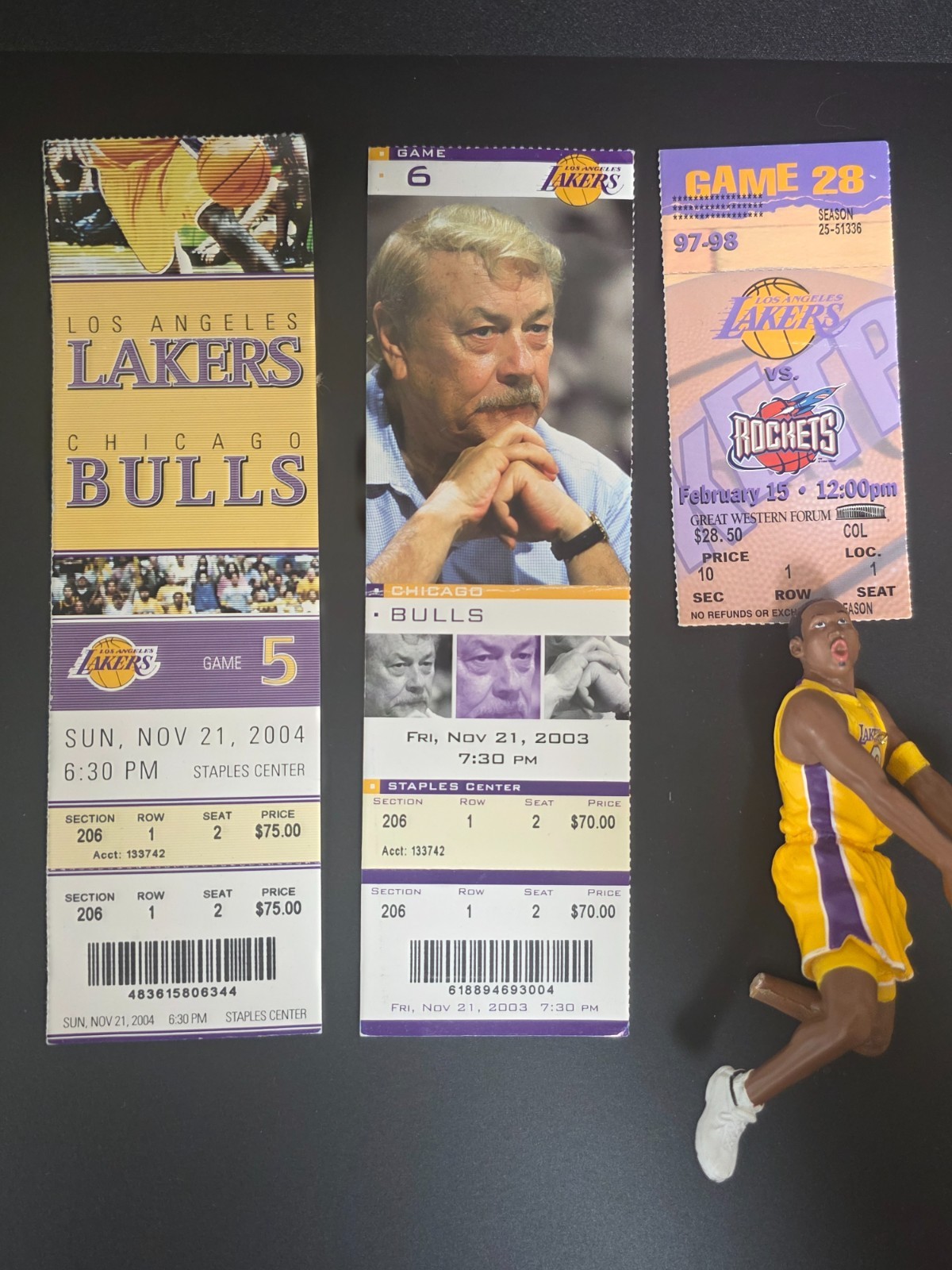 Lot of 3 Vintage Los Angeles Lakers Full/Partial Ticket Stubs (1998, 2003, 2004) Lot of 3 Vintage Los Angeles Lakers Full/Partial Ticket Stubs (1998, 2003, 2004)
