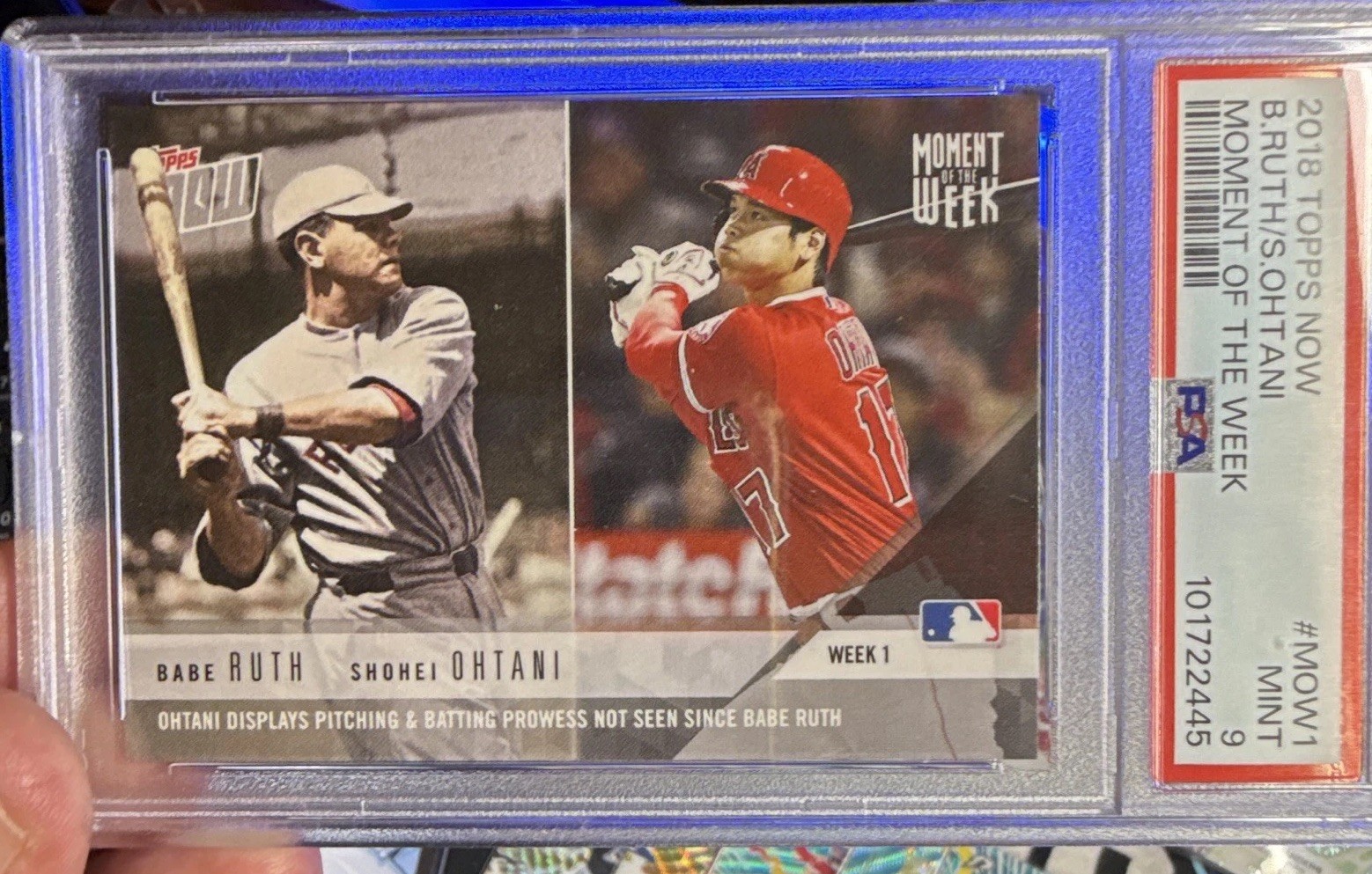 Topps 2018 Topps Now Moment of the Week #MOW-1 Ohtani/Ruth PSA 9 /17750