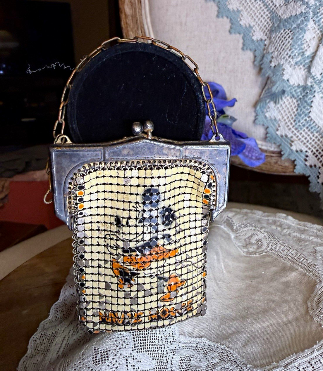 1930s Whiting & Davis Minnie Mouse Disney Mesh Child Purse Antique Rare