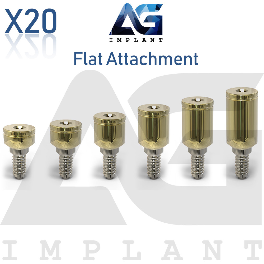 20 Flat Attachment Titanium Overdenture Dental Int Hex Connection 2.42mm