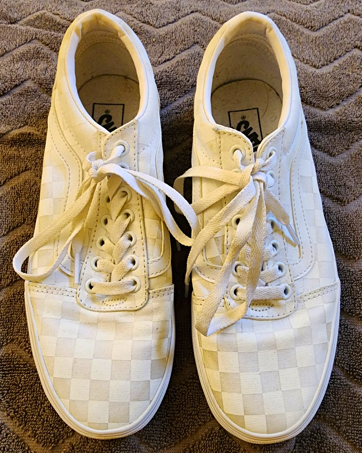 VANS Old Skool White Checker Check Low Top Lace-Up Canvas Men’s Sneakers Size 8