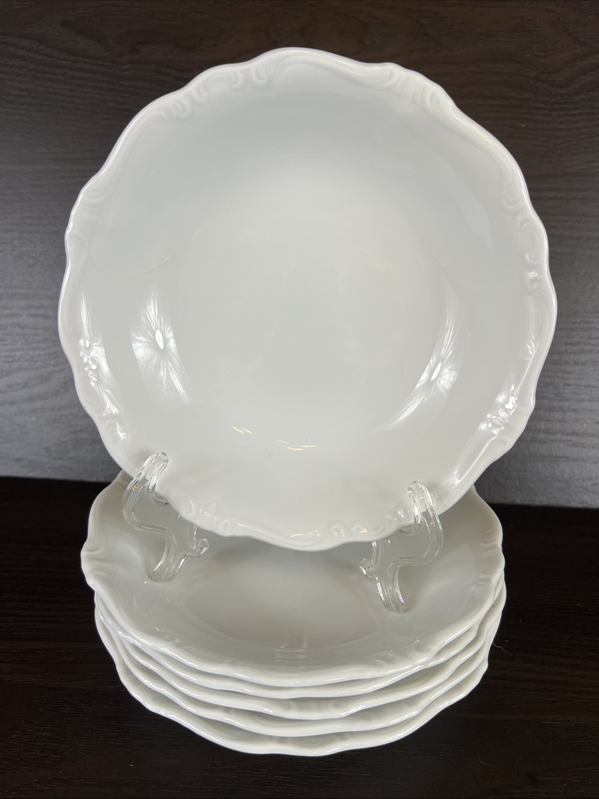 6 Johann Haviland Bavaria Aristocrat White 7 1/2” Coupe Soup Bowls 6 Johann Haviland Bavaria Aristocrat White 7 1/2” Coupe Soup Bowls