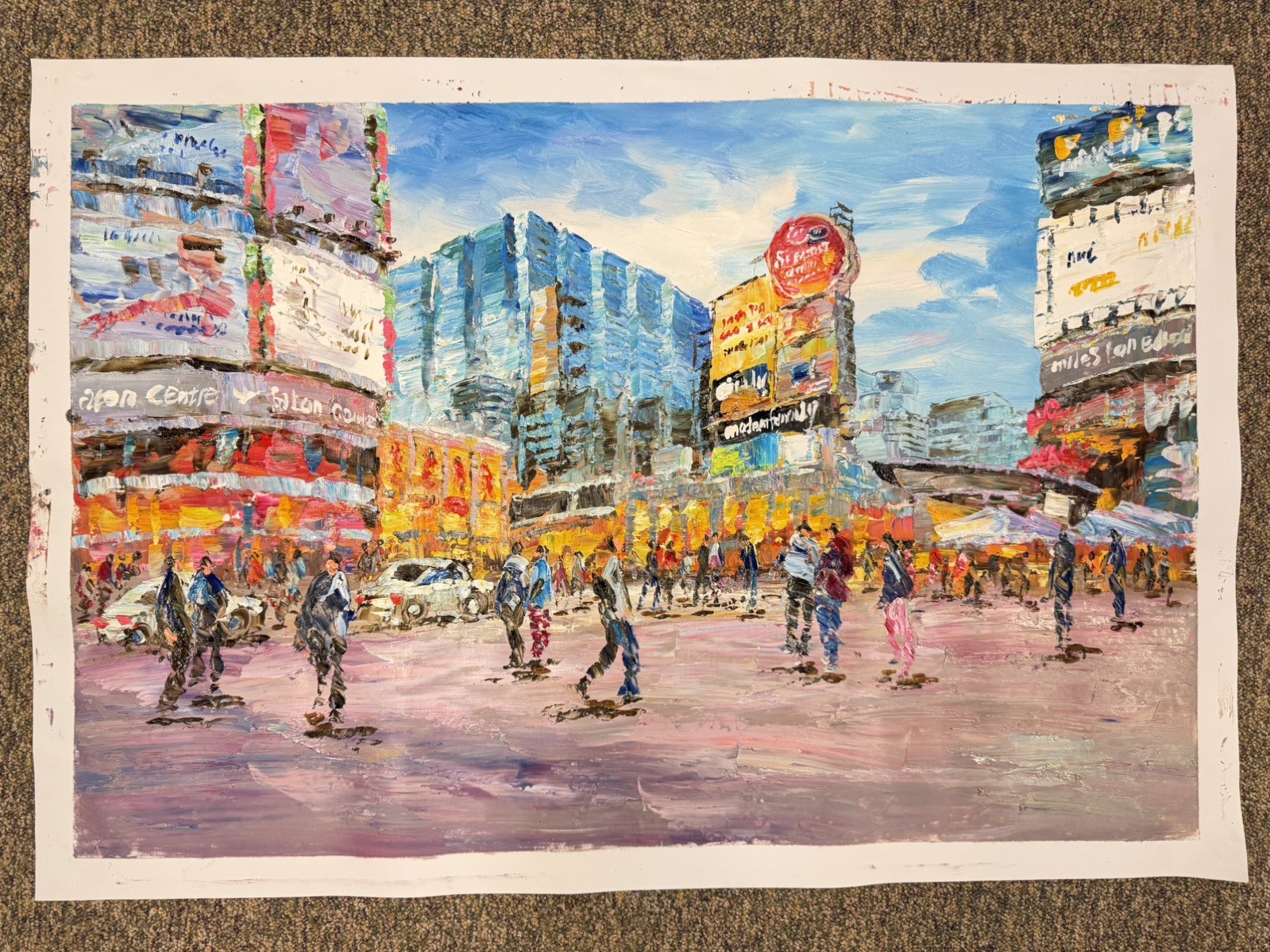 Hand Painted Oil Painting On Canvas- Sankofa Square Toronto Canada