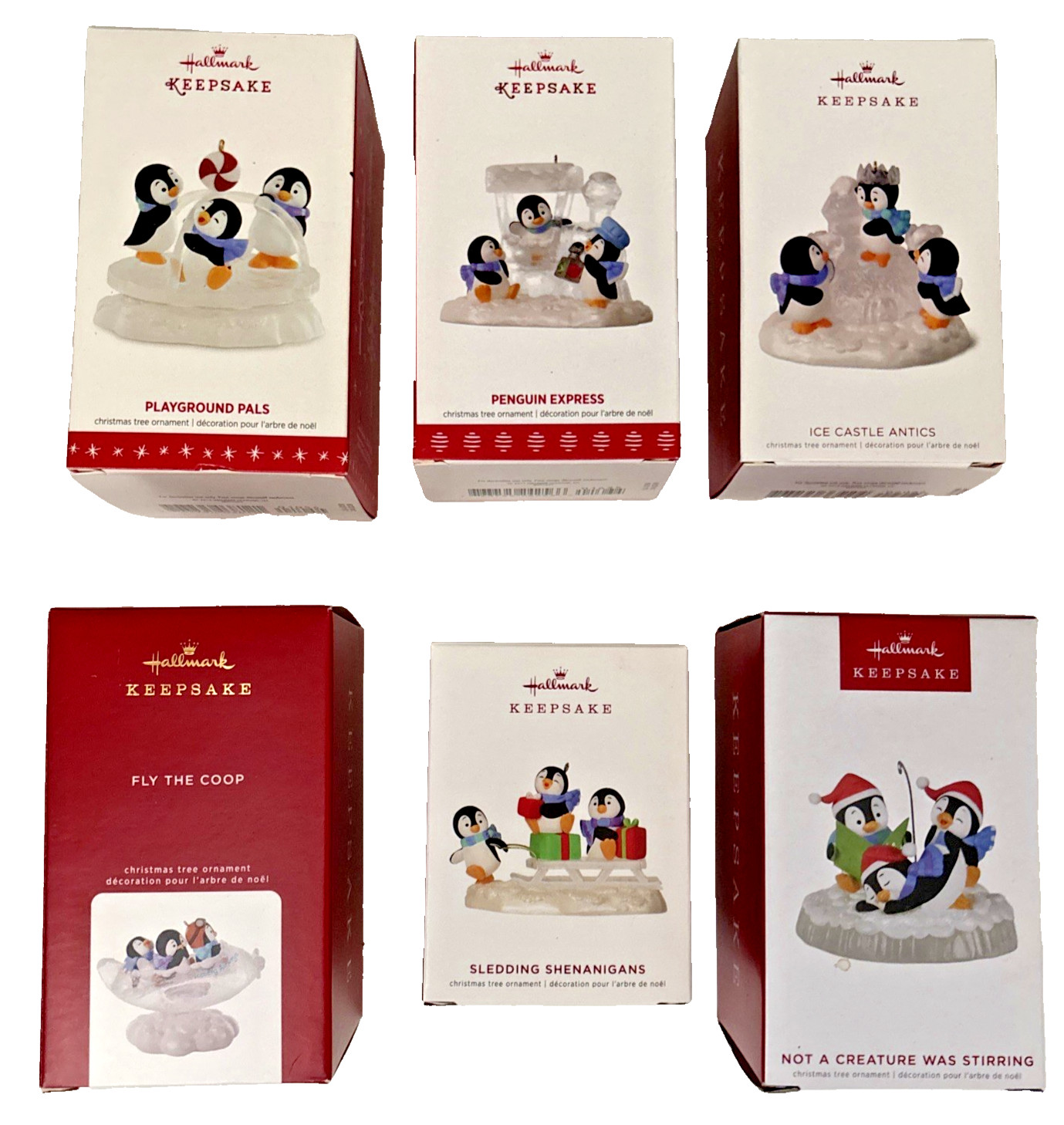 Lot 6 Hallmark Keepsake Penguin Ornament Playground Sledding Ice Castle Fly Coop Lot 6 Hallmark Keepsake Penguin Ornament Playground Sledding Ice Castle Fly Coop