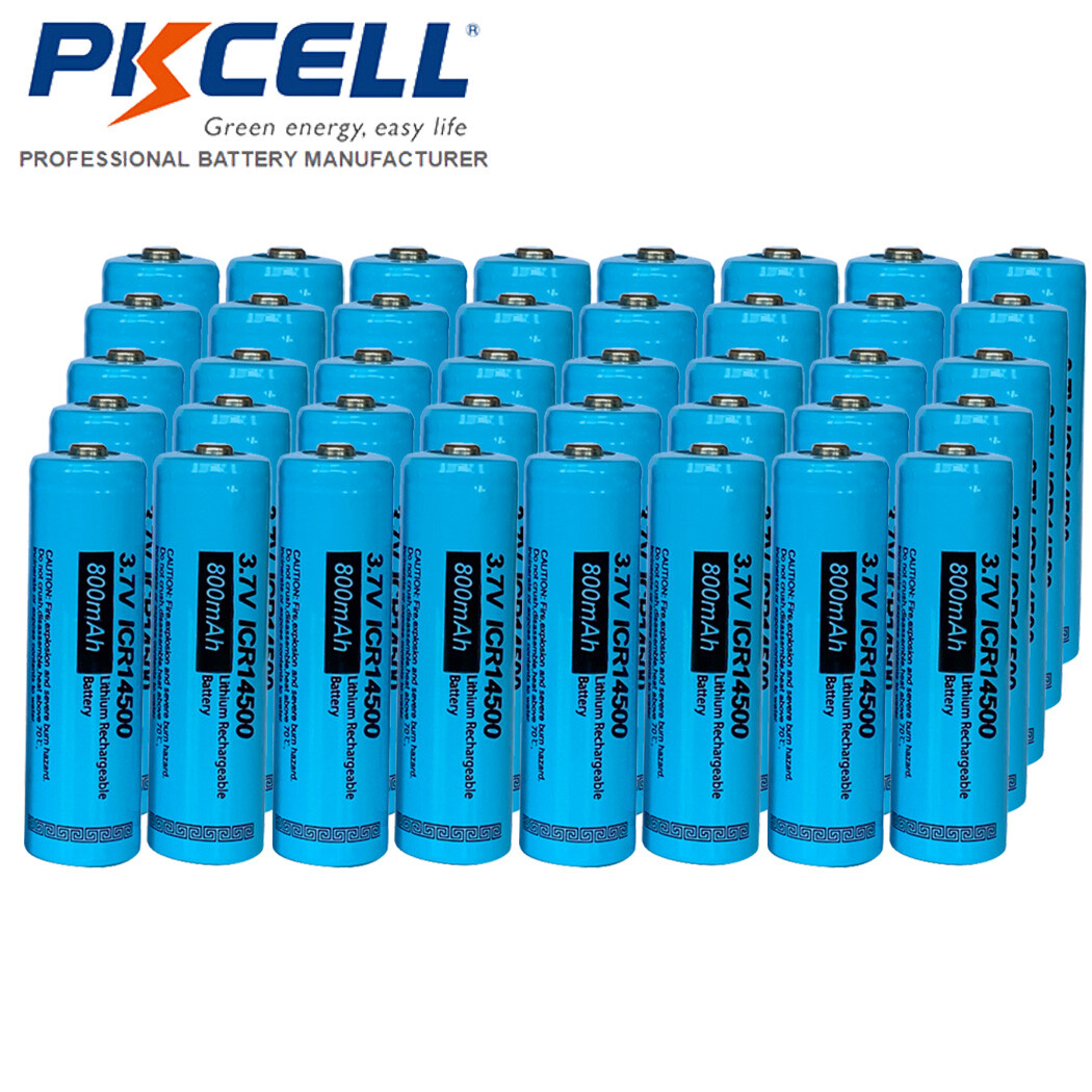 100Pcs AA Batteries ICR 14500 800mAh 3.7V Li-ion Rechargeable Battery for Lights