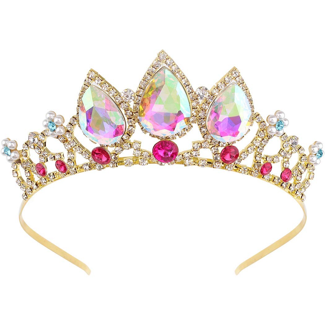 COCIDE Rapunzel Crown for Girls AB Crystal Tiara and Crystal+Gold COCIDE Rapunzel Crown for Girls AB Crystal Tiara and Crystal+Gold