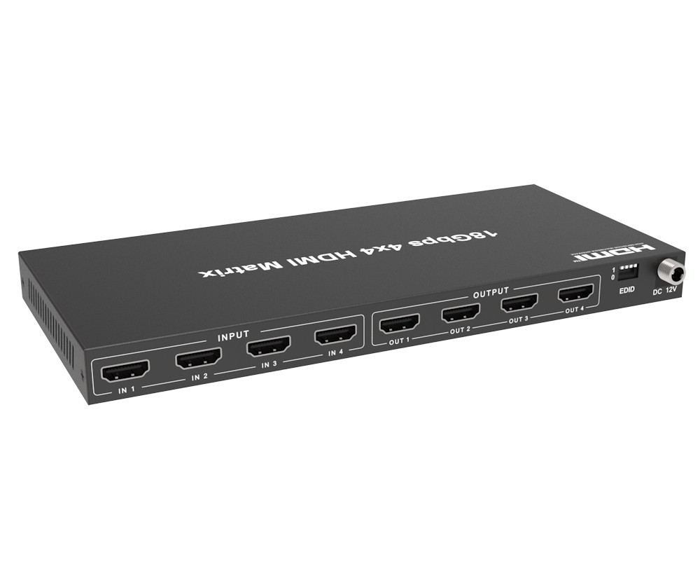 4x4 HDMI Matrix Switcher Splitter 4K@60Hz 18Gbps HDCP 2.2 HDR True Matrix
