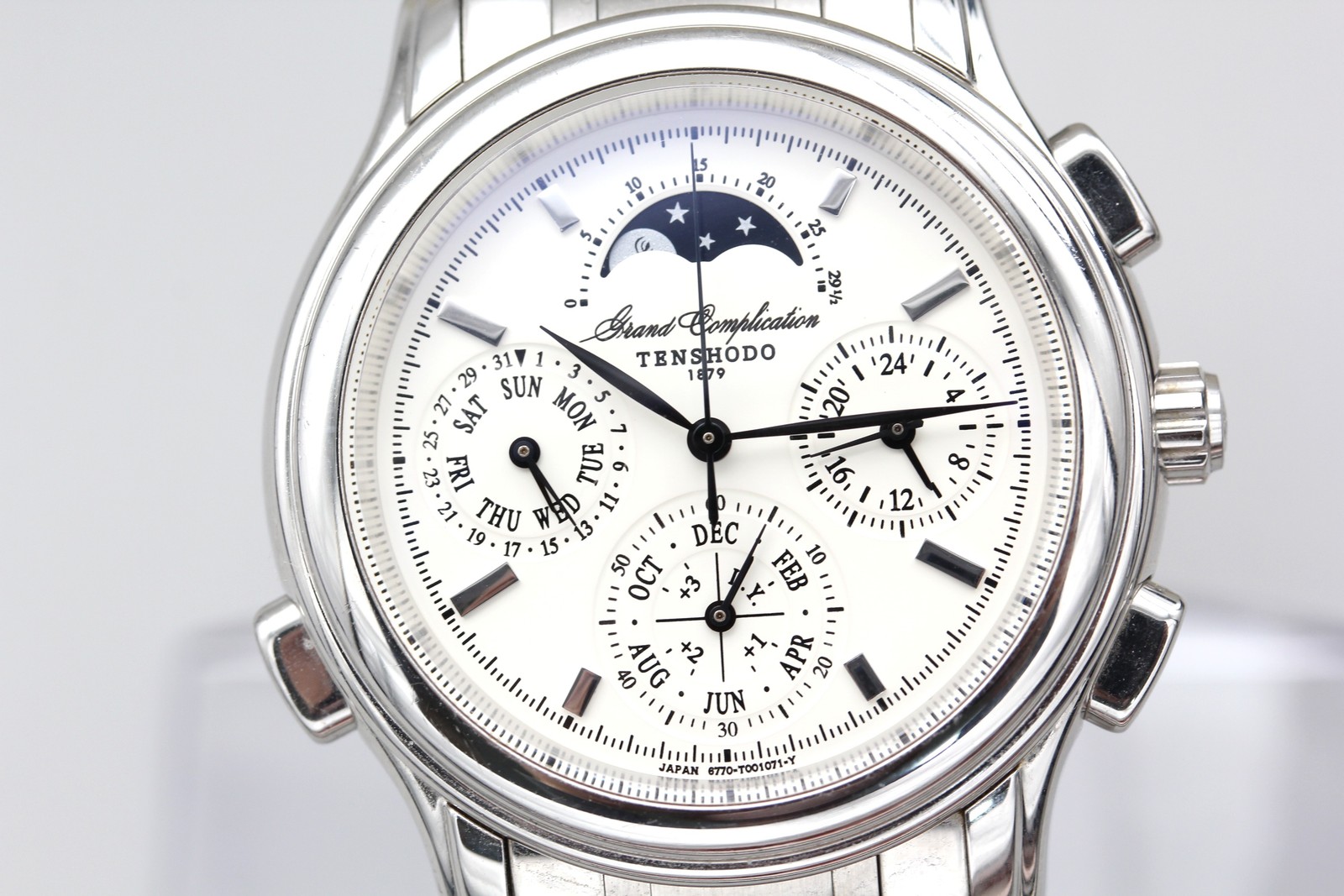 Near MINT Tenshodo Grand Complication 6770-T003702 Moon Phase Quartz Men\'s Watch
