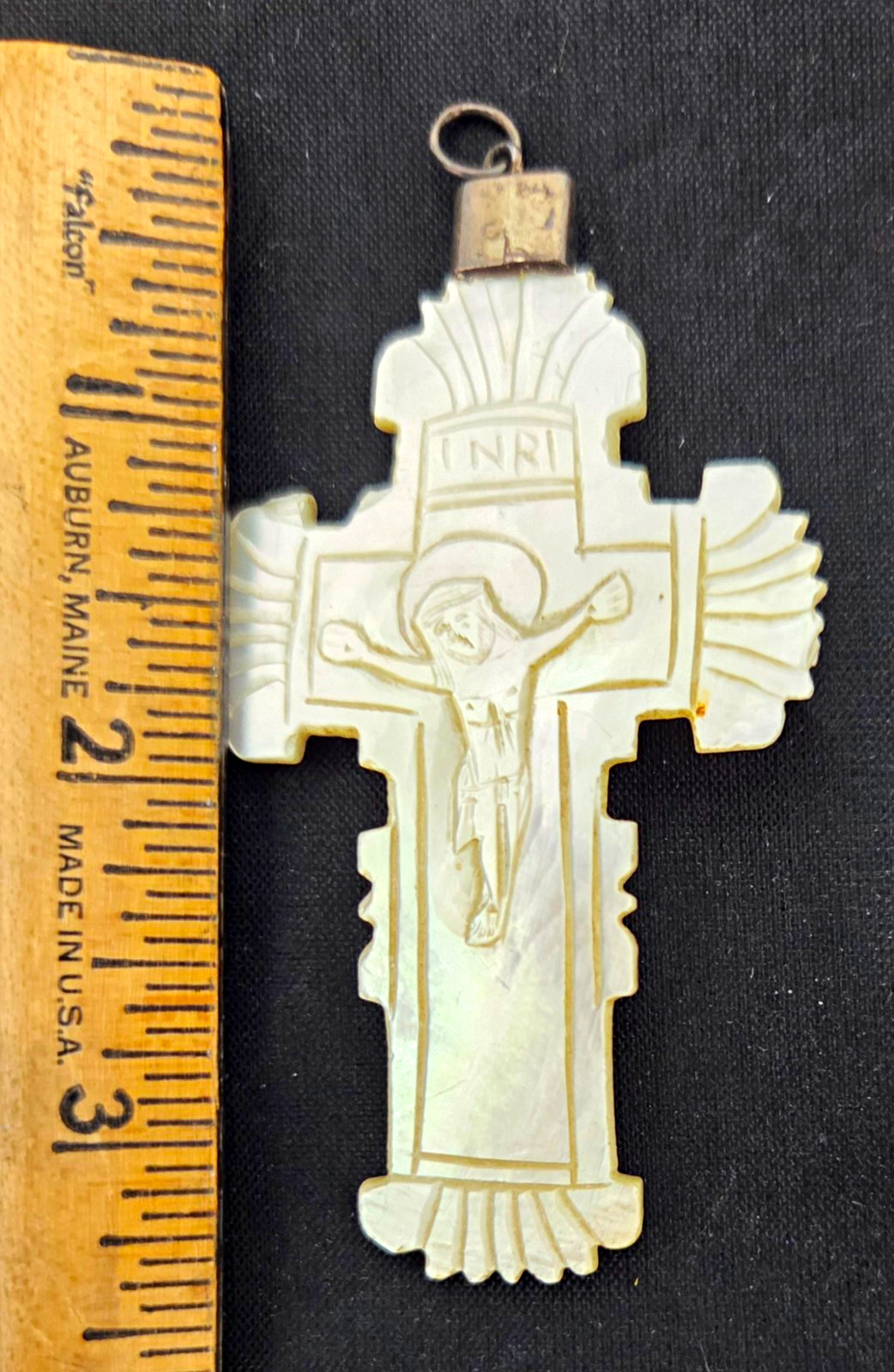 Vintage, Filapino Mother of Pearl INRI Crucifix Cross Pendant, Christianity Vintage, Filapino Mother of Pearl INRI Crucifix Cross Pendant, Christianity