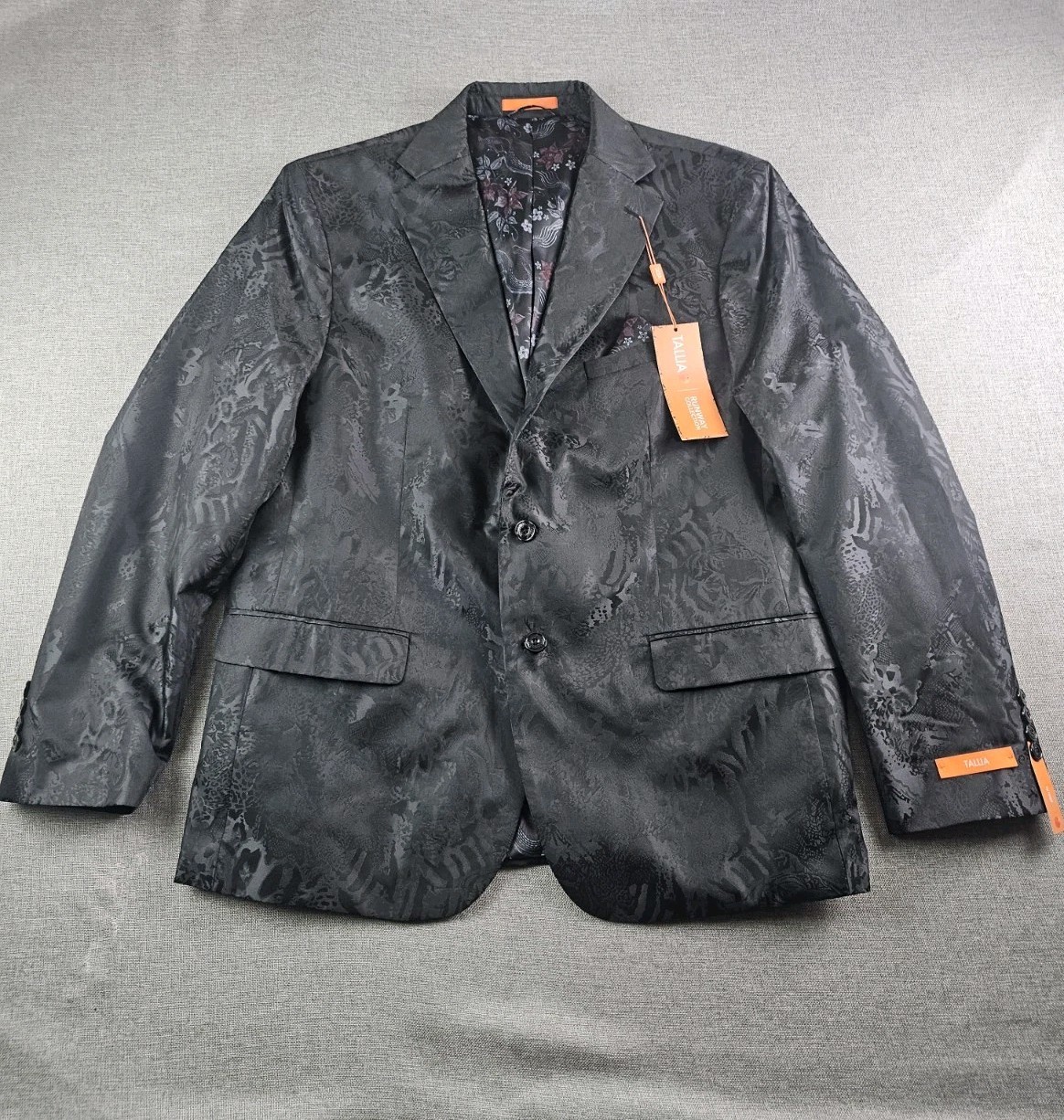 Tallia Blazer Mens XL Black Jacquard Floral Jacket New