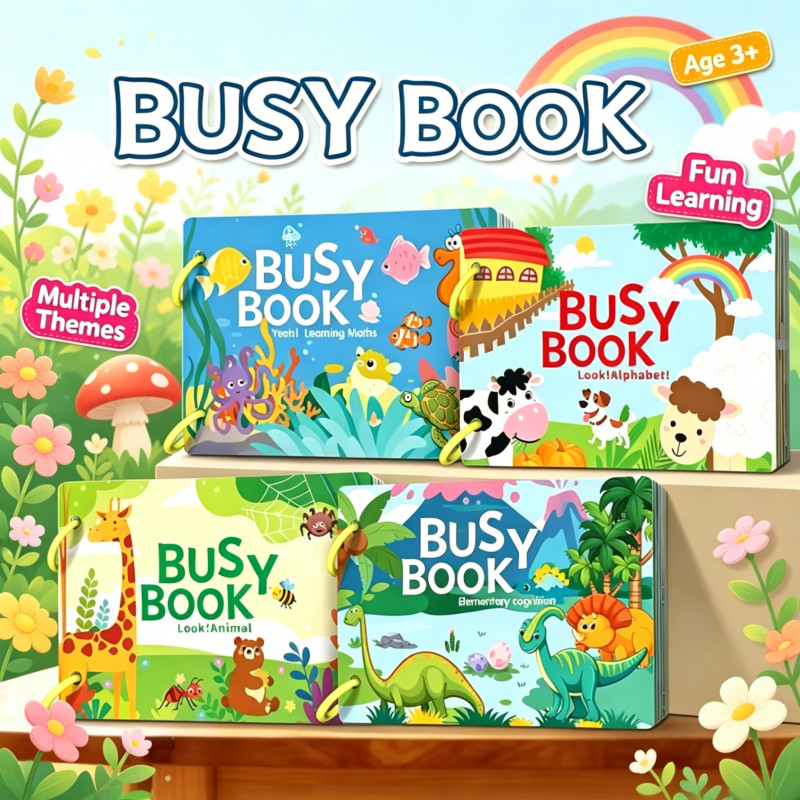 Busy Book Set of 4 Montessori Preschool Learning Activity Books Kids Ages 3+