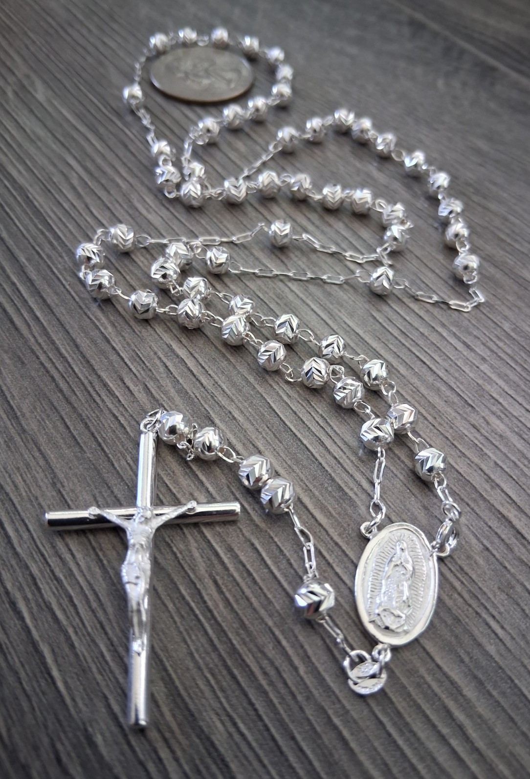 rosario de plata 925 MX / catholic sterling silver rosary 24 rosario de plata 925 MX / catholic sterling silver rosary 24