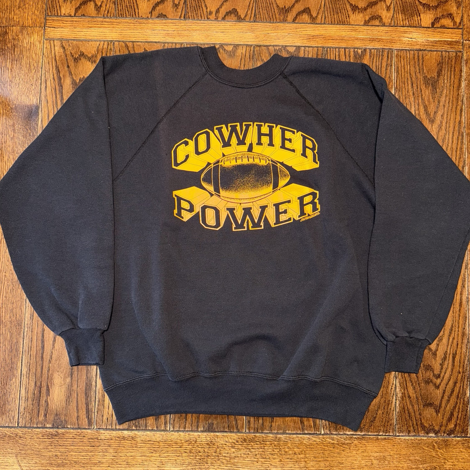 VTG Bill Cowher Power Crewneck Sweatshirt Size XL NFL 1992 Black Yellow Football