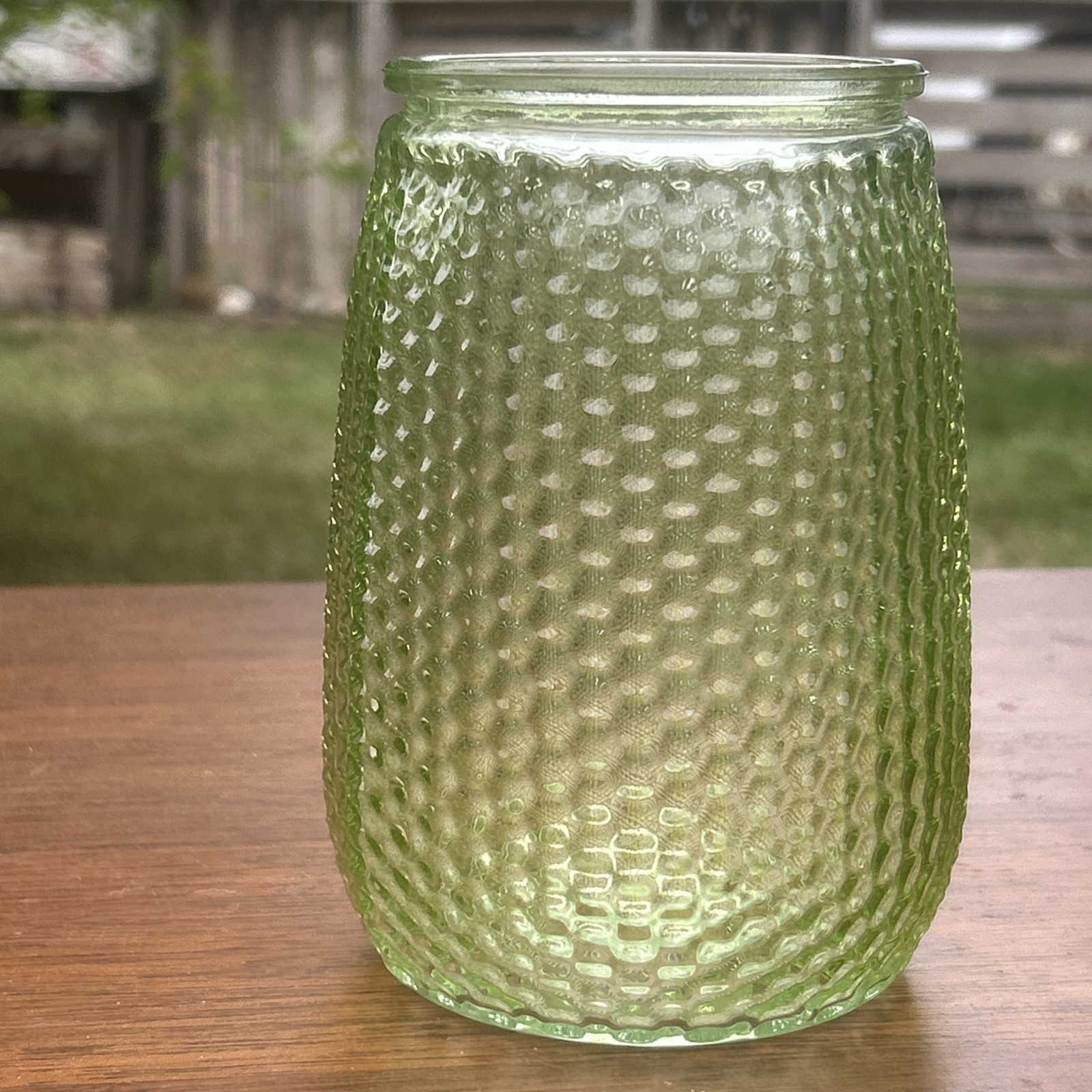 Vintage Large Glass Reverse Hobnail Beehive  Honeycomb Jar Vase Mid-Century