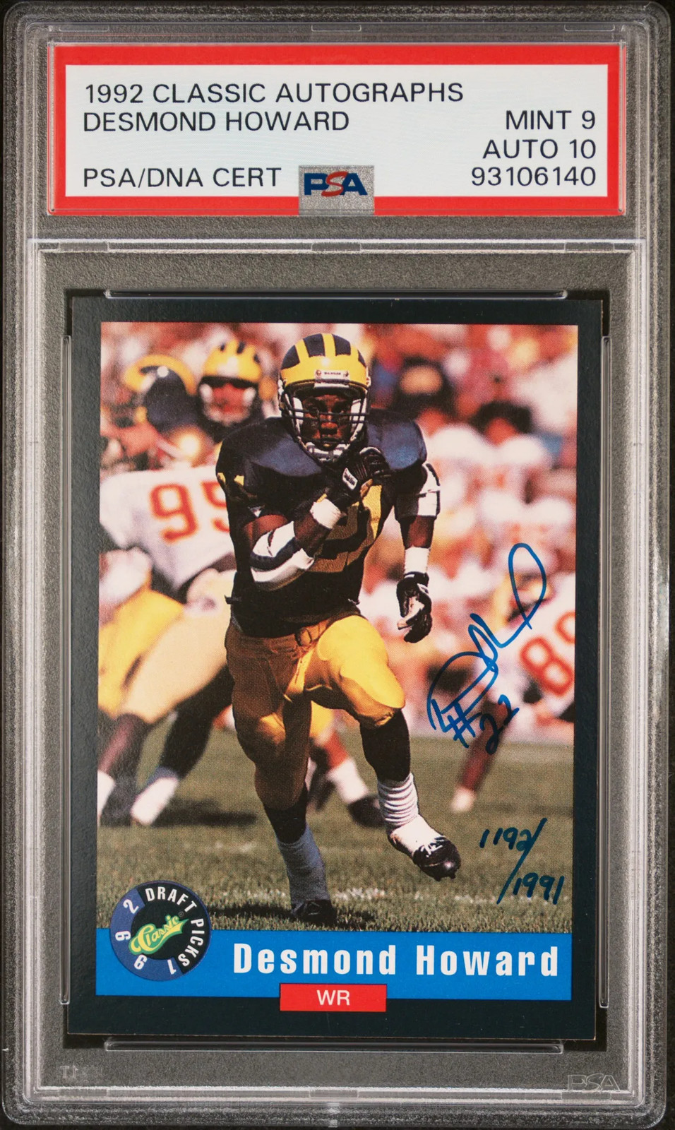 DESMOND HOWARD RC 1992 Classic Autographs PSA 9 | AUTO 10 UM Wolverines Heisman