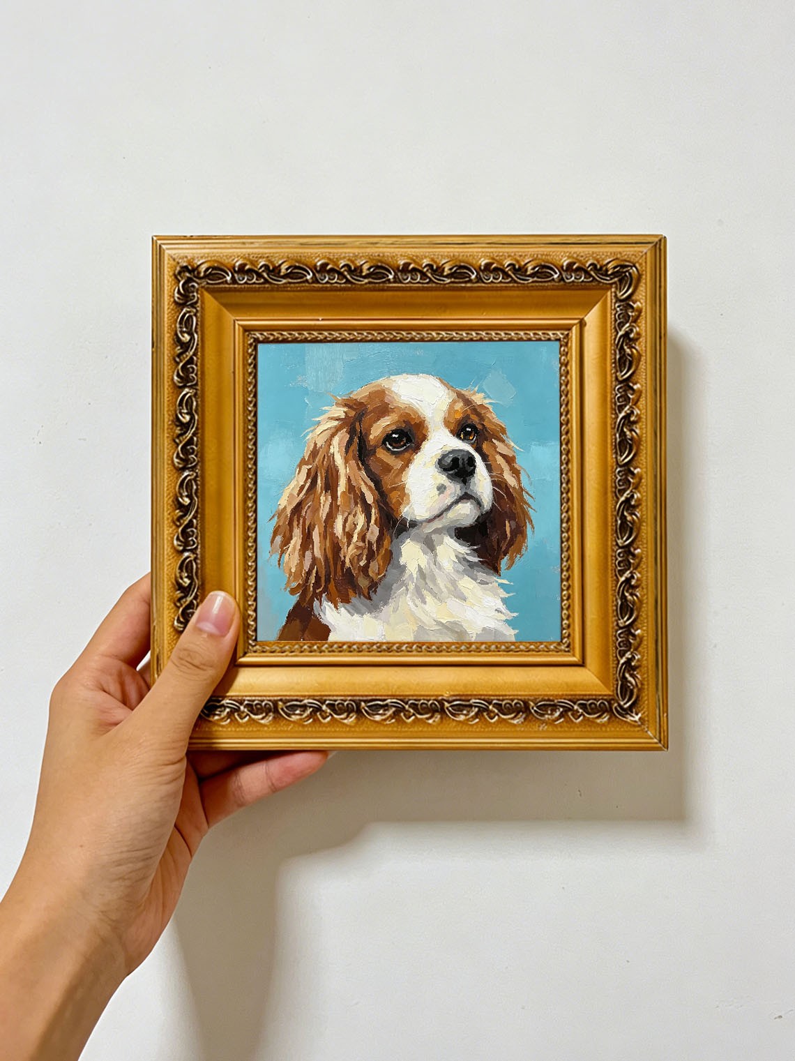 Cavalier King Charles Spaniel Dog Portrait custom oil painting from photo