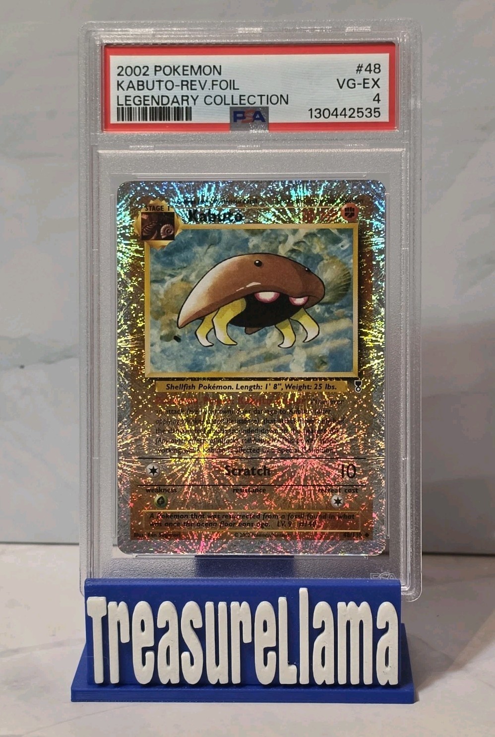 2002 POKEMON LEGENDARY COLLECTION #48 KABUTO-REVERSE FOIL PSA 4