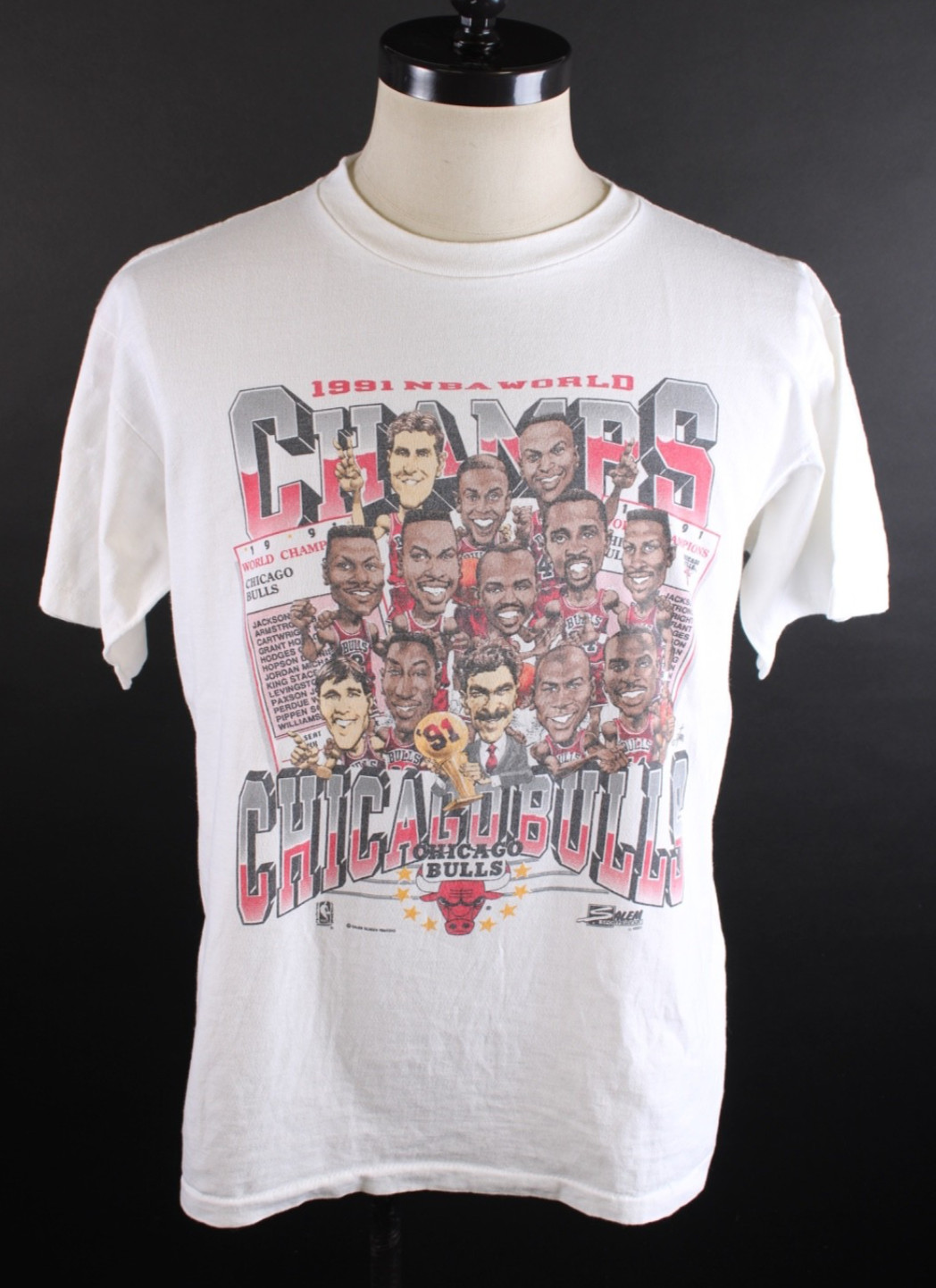 Vintage 1991 Chicago Bulls NBA Champs Basketball T-Shirt Mens Size XL USA