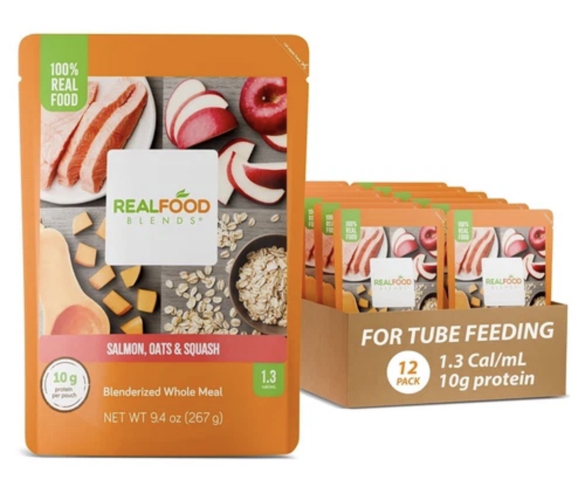 Real Food Blends Salmon, Oats & Squash - Pureed Meals for Tube Feeding...