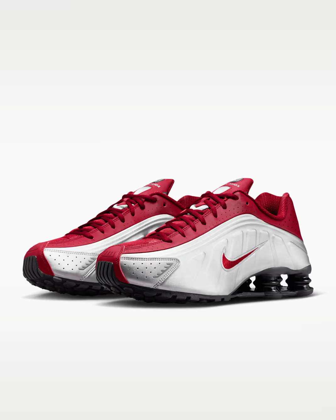 Nike Shox R4 Metallic Silver Black Team Crimson HQ1988-009 Men's Size 9