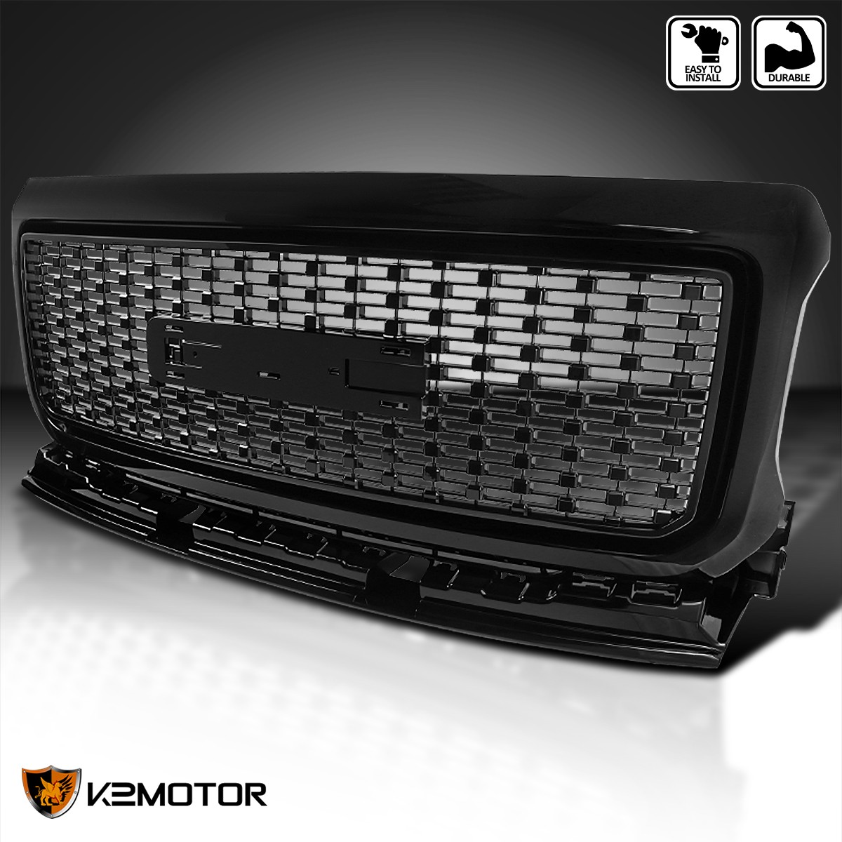 Black Fits 2015-2020 GMC Canyon Denali Style Front Bumper Hood Grille 1PC