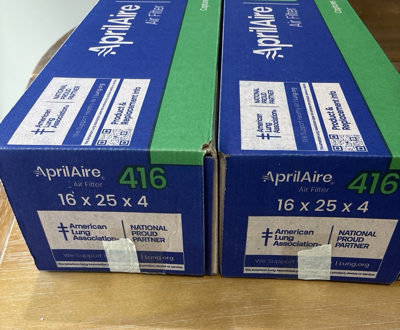 2 AprilAire 416 Genuine OEM MERV 16 Pleated Air Filters 16x25x4